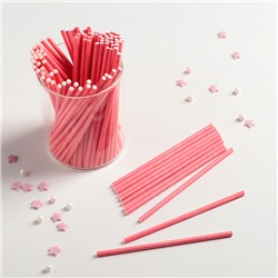 Палочки для кейкпопсов, 100 шт, 10×0,2 см, цвет розовый